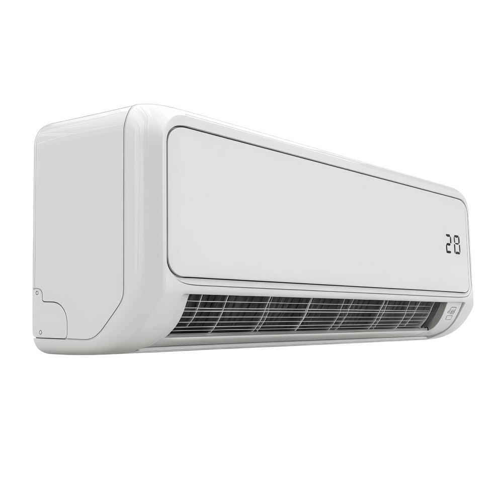 transparent air conditioner render on a clean background, highlighting its modern design and cooling efficiency, transparent color air conditioner machine. 3D render, isolated on transparent png