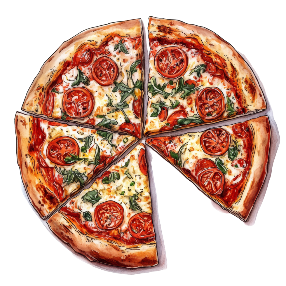 Savor a delicious slice of pizza topped with fresh tomatoes and herbs on a transparent background, Delicious slife of pizza on transparent background png