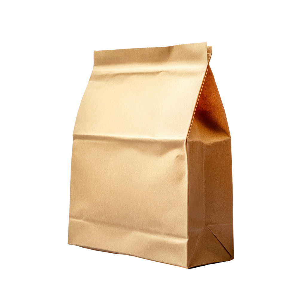 Brown paper bag isolated against a plain background, ideal for packaging and food storage, Brown paper bag isolated png