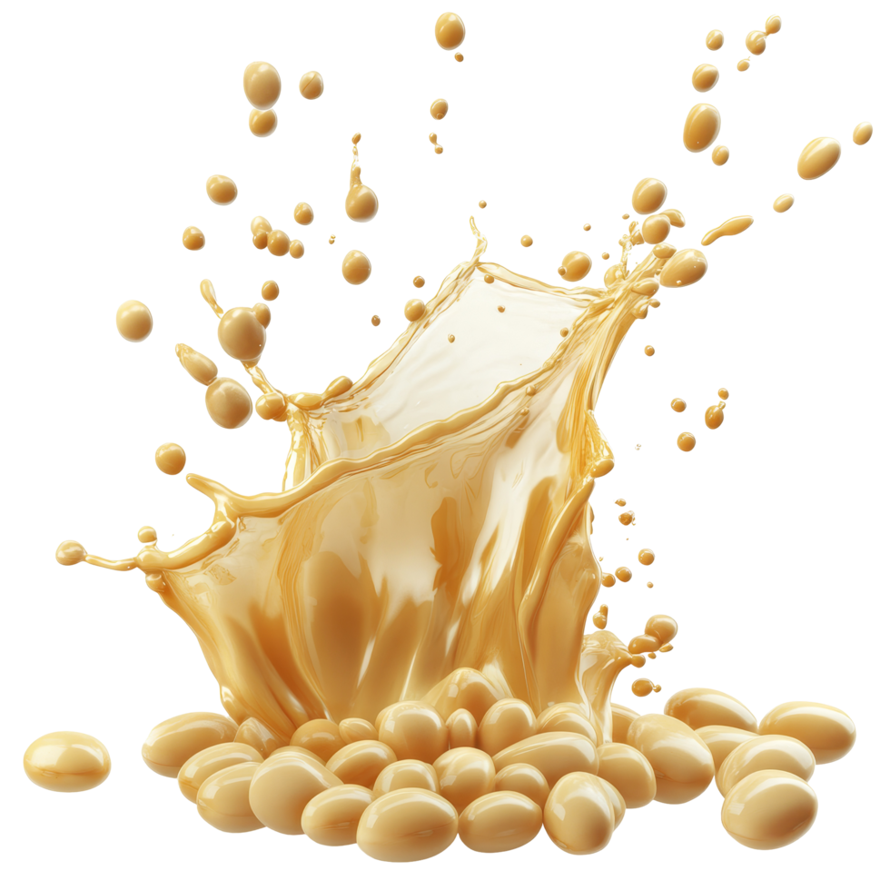 Soybeans create a dynamic splash as they hit a surface, showcasing their unique texture and vibrant color, Soybeans splash isolated png