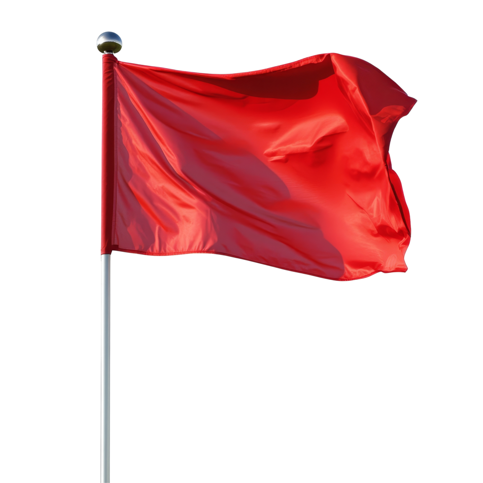 Red golf flag waving against a transparent background during a sunny day on the golf course, Golf Red Flag transparent background png