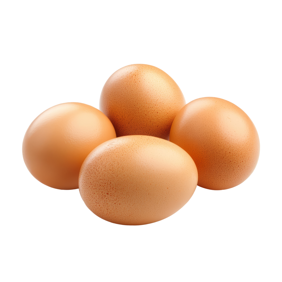 Fresh organic chicken eggs collected in a farm setting on a transparent background for culinary use, Tasty chicken eggs on a transparent background png