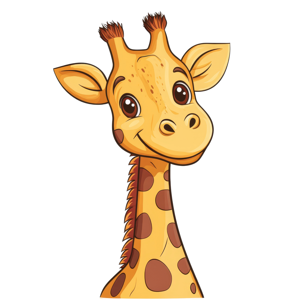 Charming and humorous giraffe drawing on a clean transparent background with a playful expression and bright colors, Funny giraffe drawing on transparent background png
