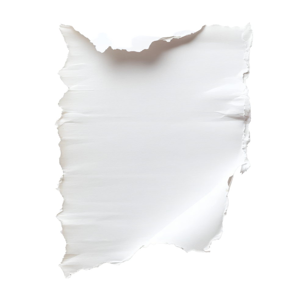 Torn piece of transparent paper isolated on a pure transparent background showcasing raw texture and natural edges, piece of transparent paper tear isolated on transparent backgroundfile png
