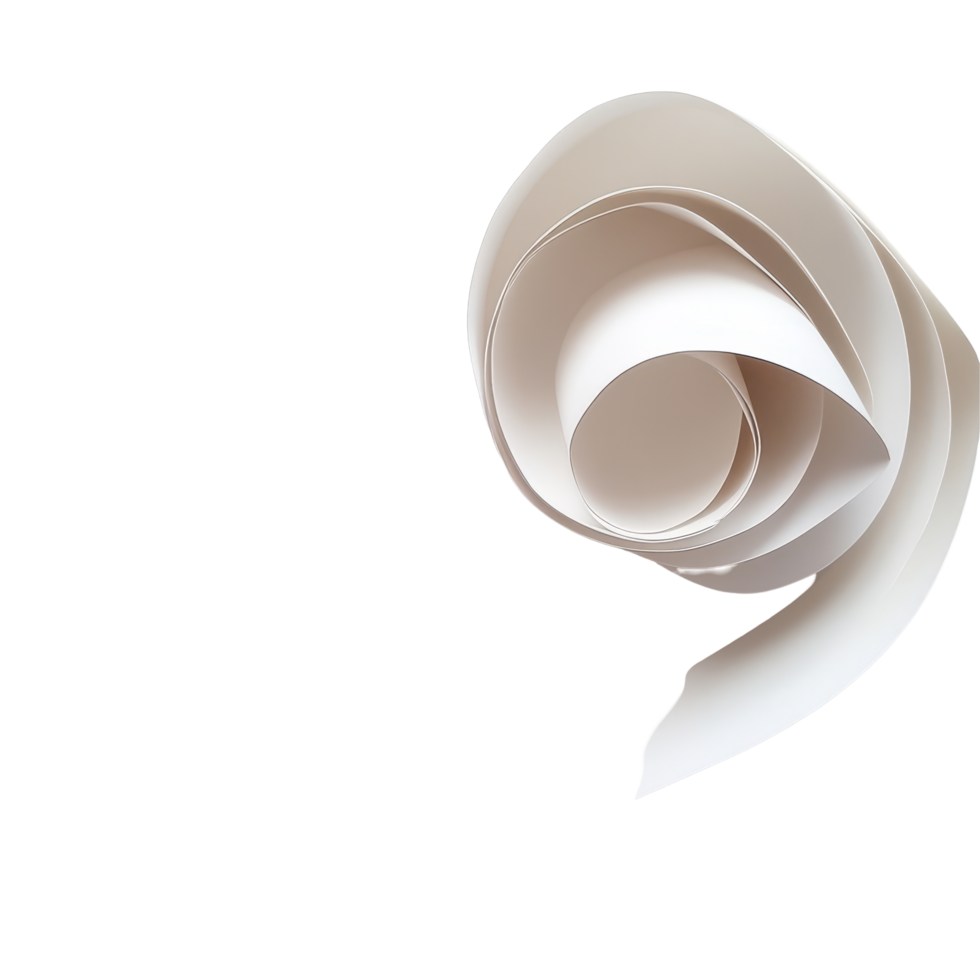 Elegant curled paper page on a pristine transparent background showcasing textured details and soft curves, paper page curl on transparent backgroundfile png