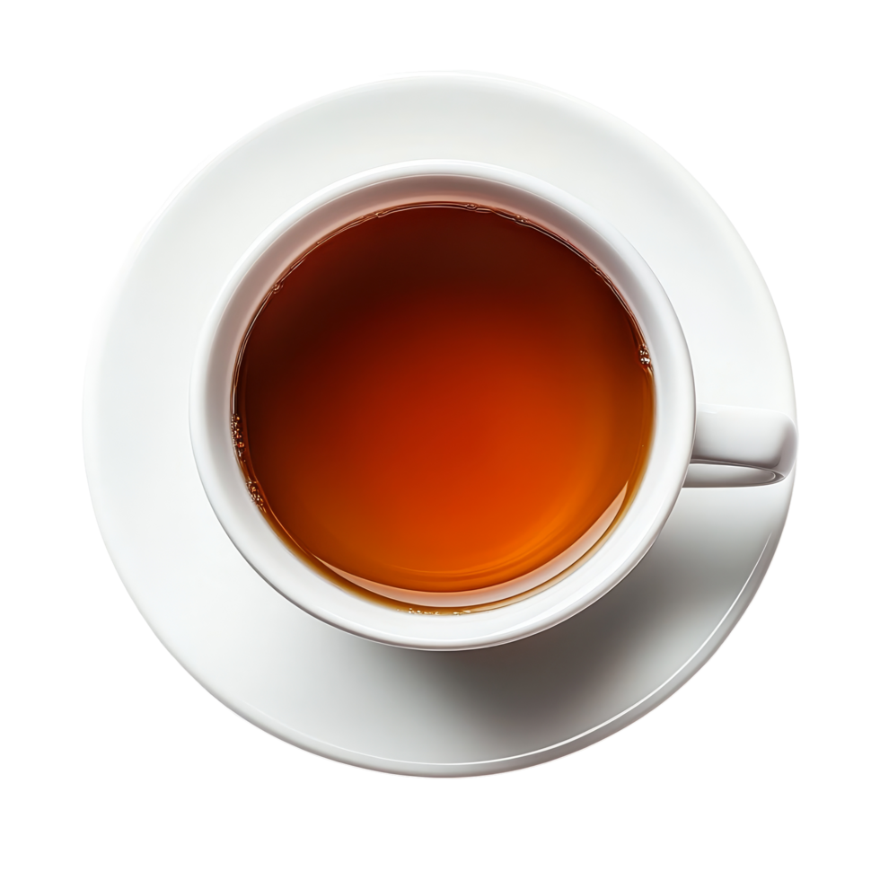 A calming cup of tea resting on a pristine transparent background showcasing its rich amber hue and inviting warmth, cup of tea on transparent background png
