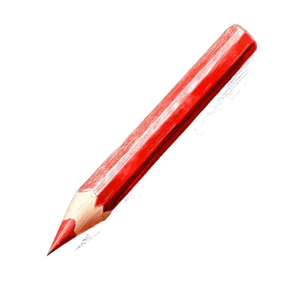 A red handdrawn pencil illustrating creativity through textured scribble lines in a vibrant artistic style, red hand drawn pencil arrowtextured scribble line design isolated on transparent background png