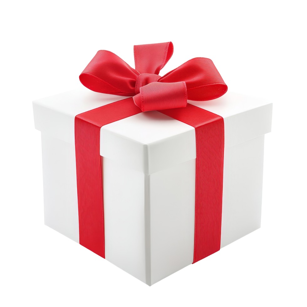 A transparent gift box elegantly wrapped with a red bow, perfect for celebrations or special occasions on a transparent background, transparent gift box with red bow isolated on transparent background png