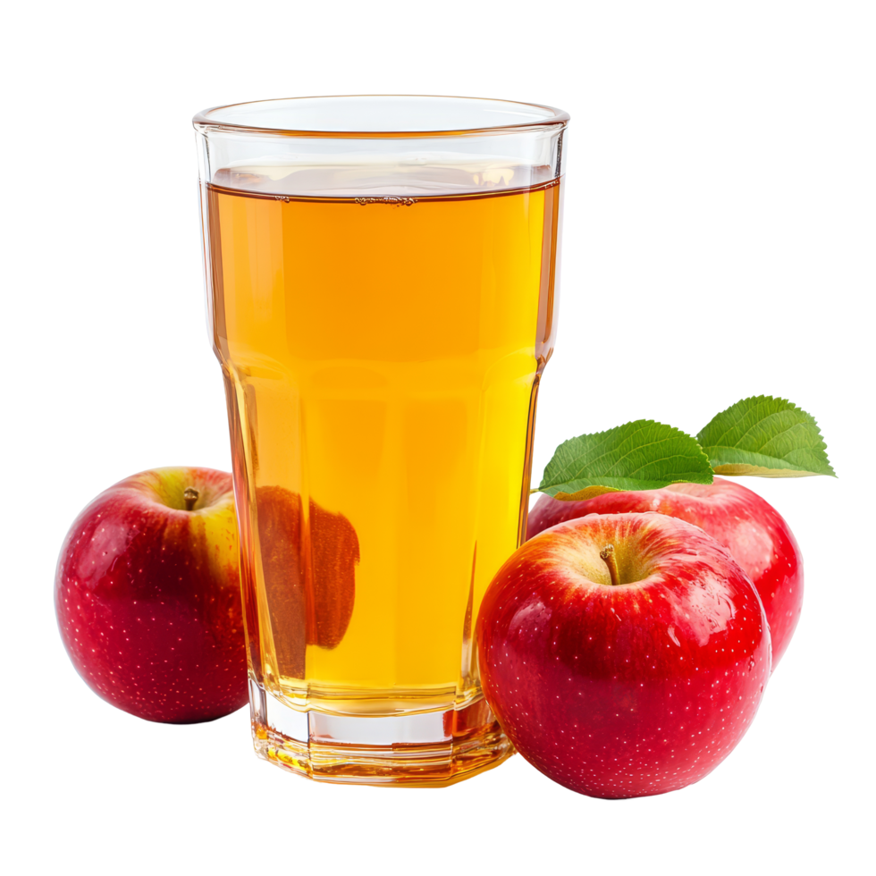 A refreshing glass of apple juice surrounded by ripe red apples on a clean surface, A glass of apple juice with red apples isolated png