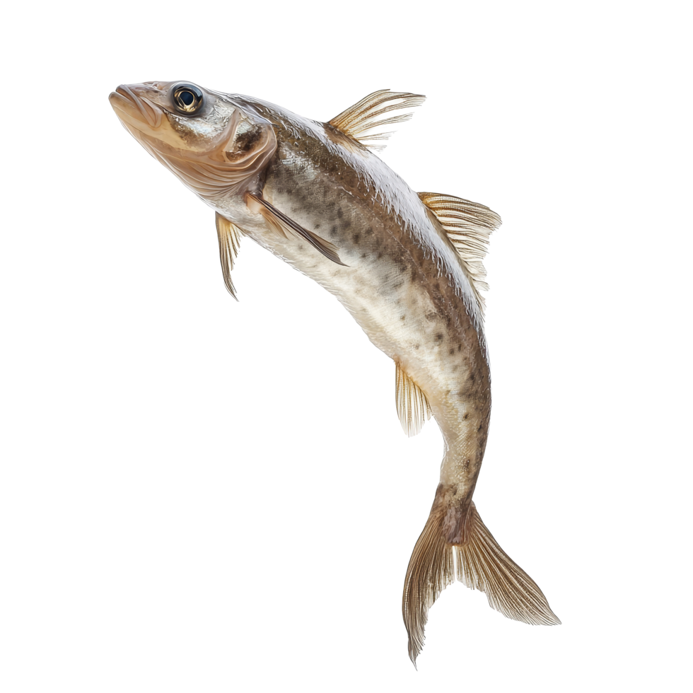 Dynamic freshwater fish leaps against a pure transparent background showcasing its natural beauty and agility, Dynamic Real Fish Leaping on transparent background Isolated Aquatic Image png