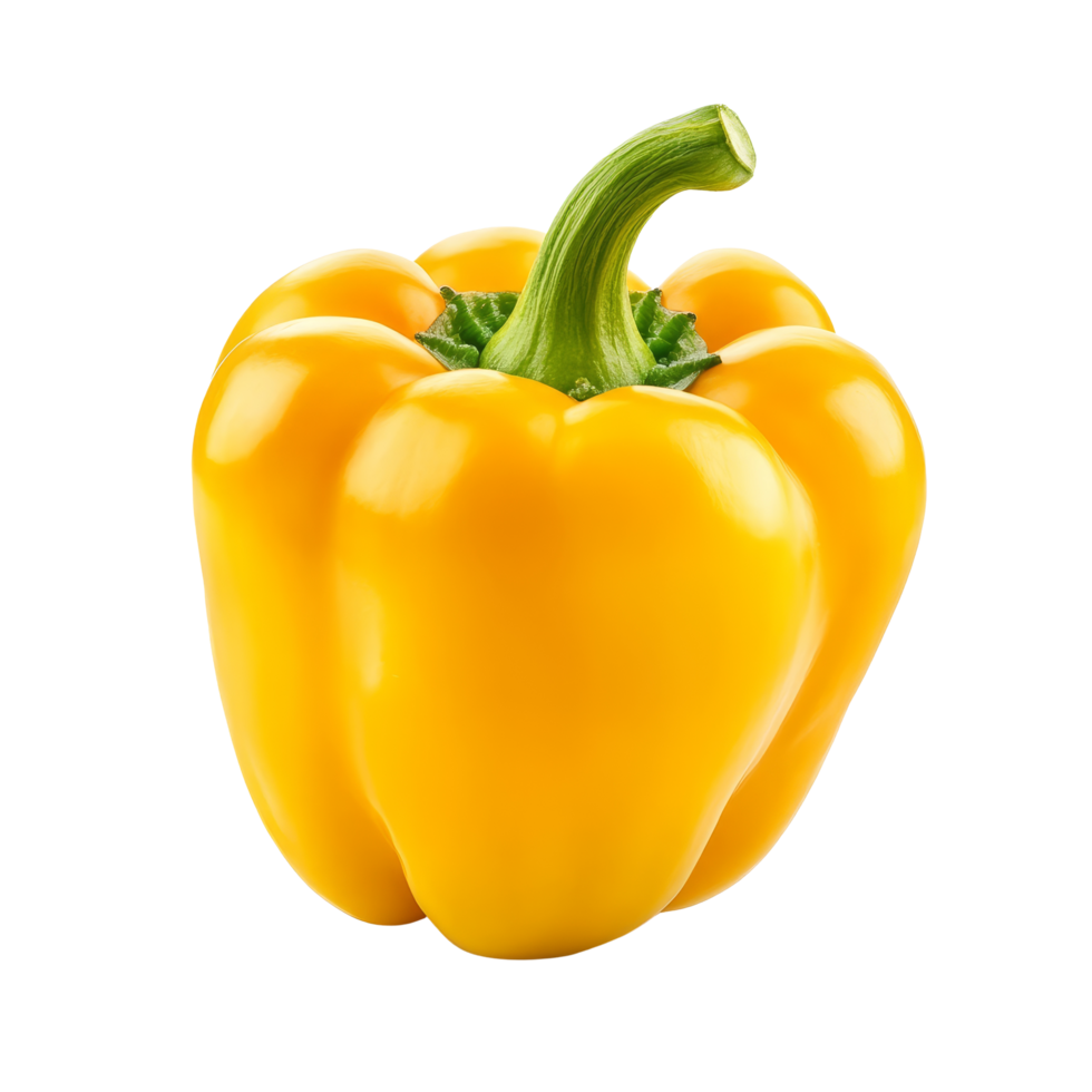 Bright yellow sweet pepper on a clean transparent background, perfect for culinary presentations and healthy dishes, Sweet yellow pepper isolated on transparent background png