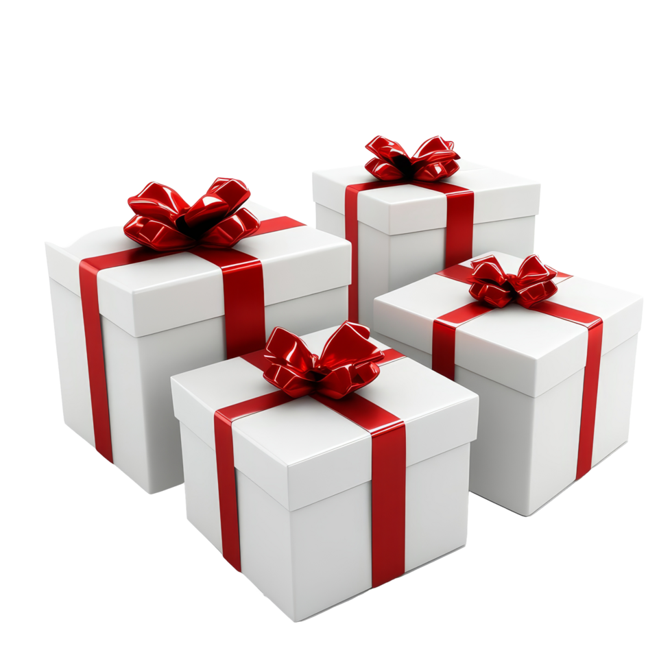 Elegant arrangement of transparent gift boxes with red bows perfect for special occasions and festive celebrations, transparent gift boxes with red bow png