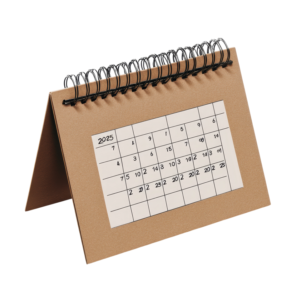 Table calendar for February 2025 showcasing dates in a simple design on a transparent background, table calendar 2025 february isolated on transparent background png