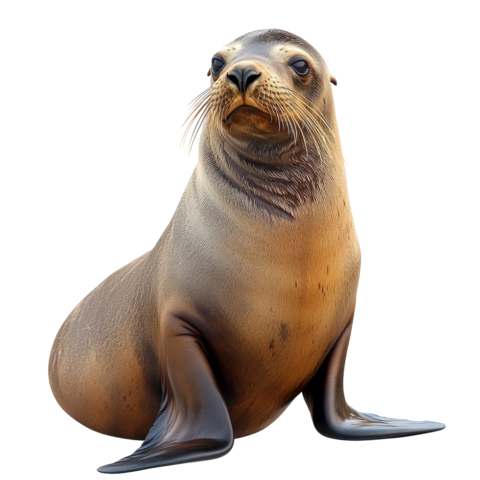 A curious sea lion posing on a transparent background during daylight in its natural habitat, Sea Lion on transparent background png