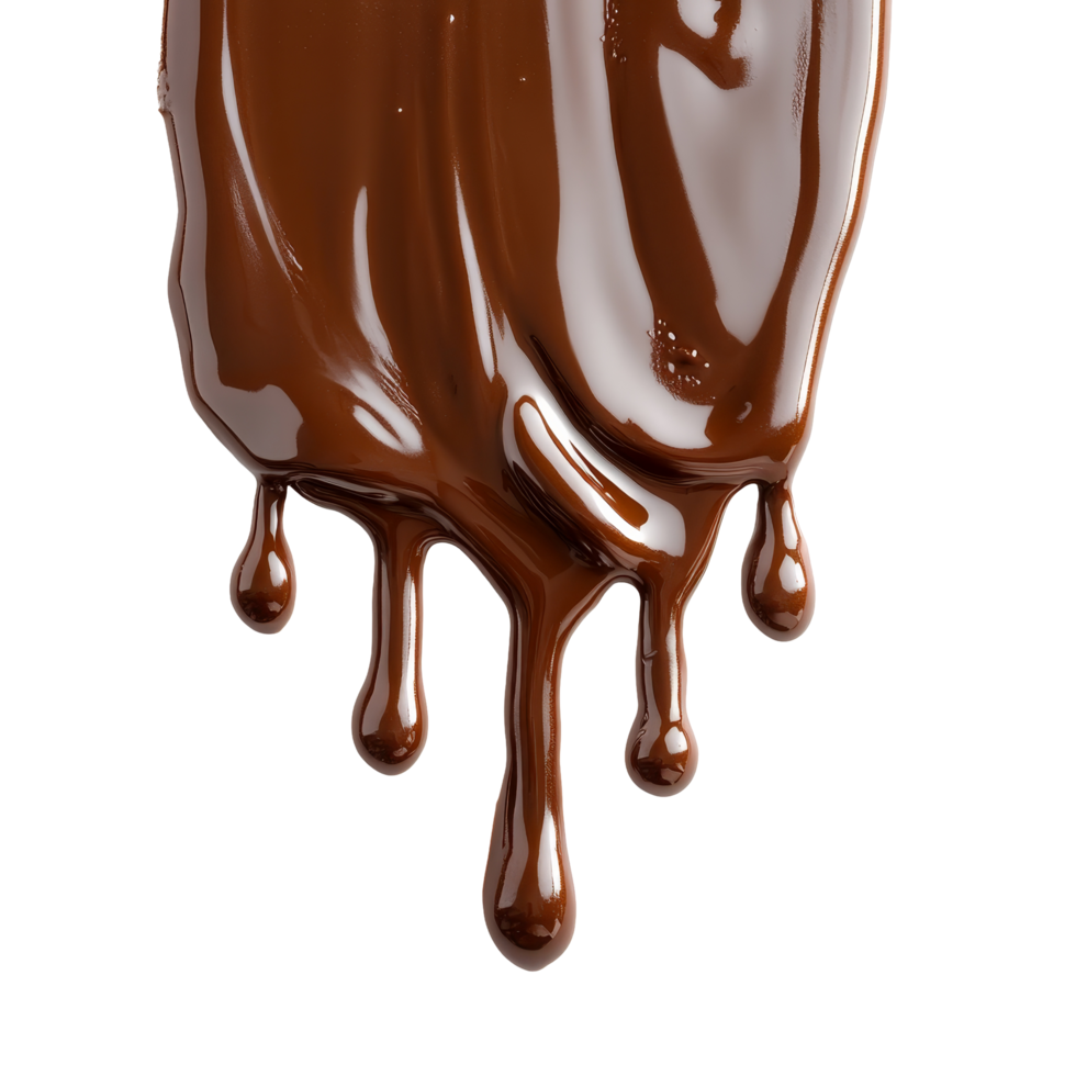 Melted chocolate dripping elegantly on a clean transparent background, highlighting texture and richness, melted chocolate dripping isolated on transparent background png