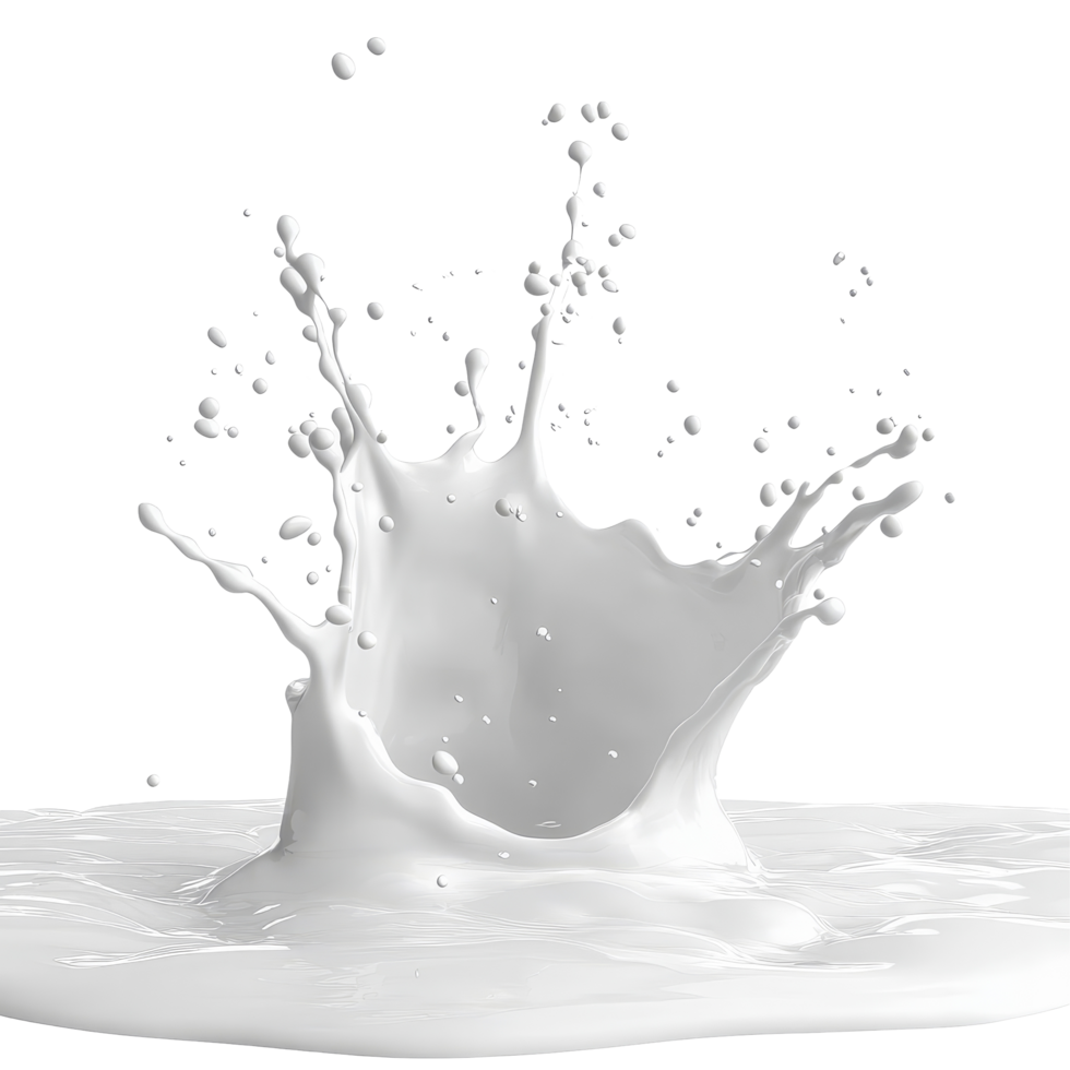 A splash of milk creates dynamic shapes over a clean transparent background, showcasing fluid motion and texture, Milk splashing over transparent background Stock Illustration png