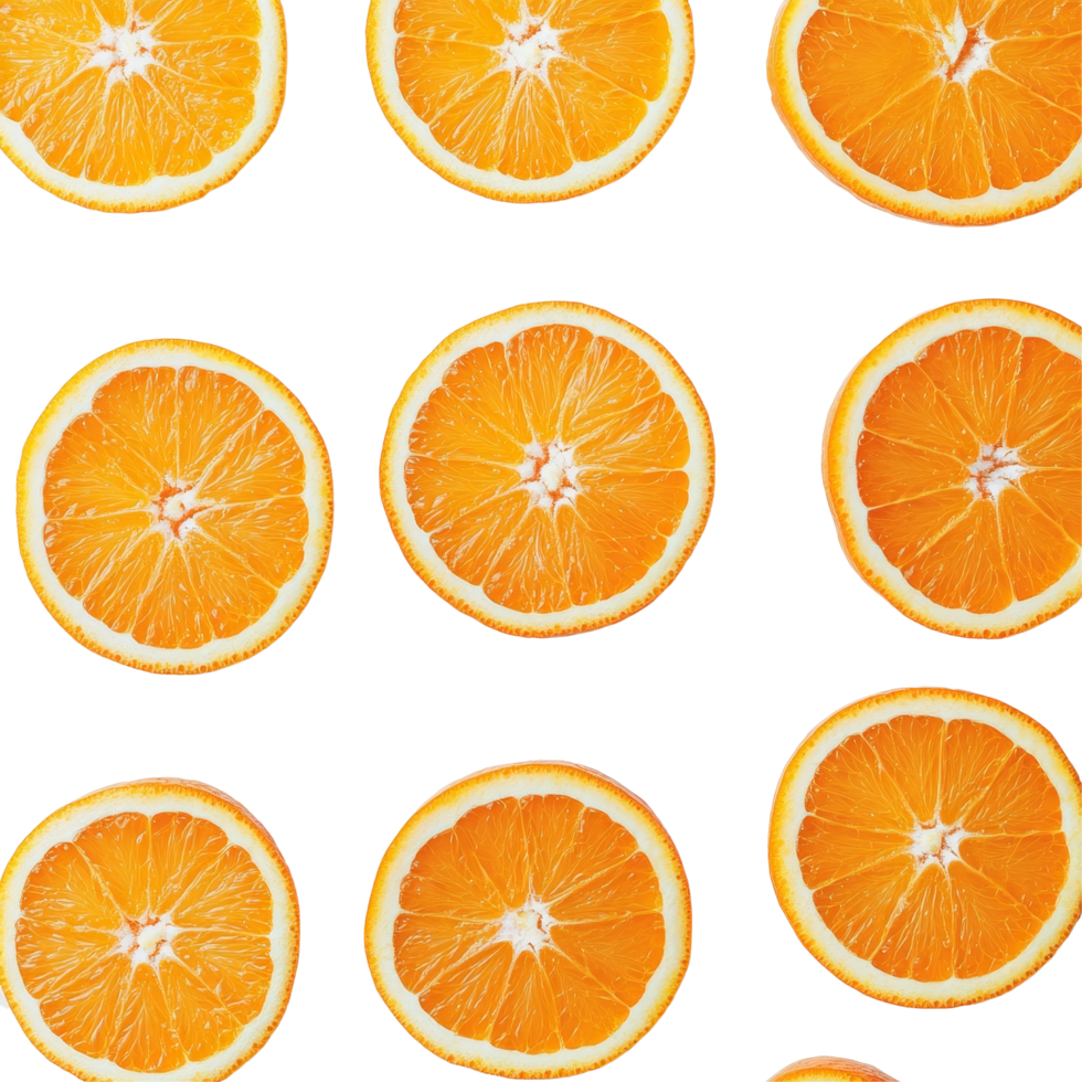 Freshly sliced oranges arranged on a transparent background for a vibrant and healthy presentation, Slices of orange on transparent background png