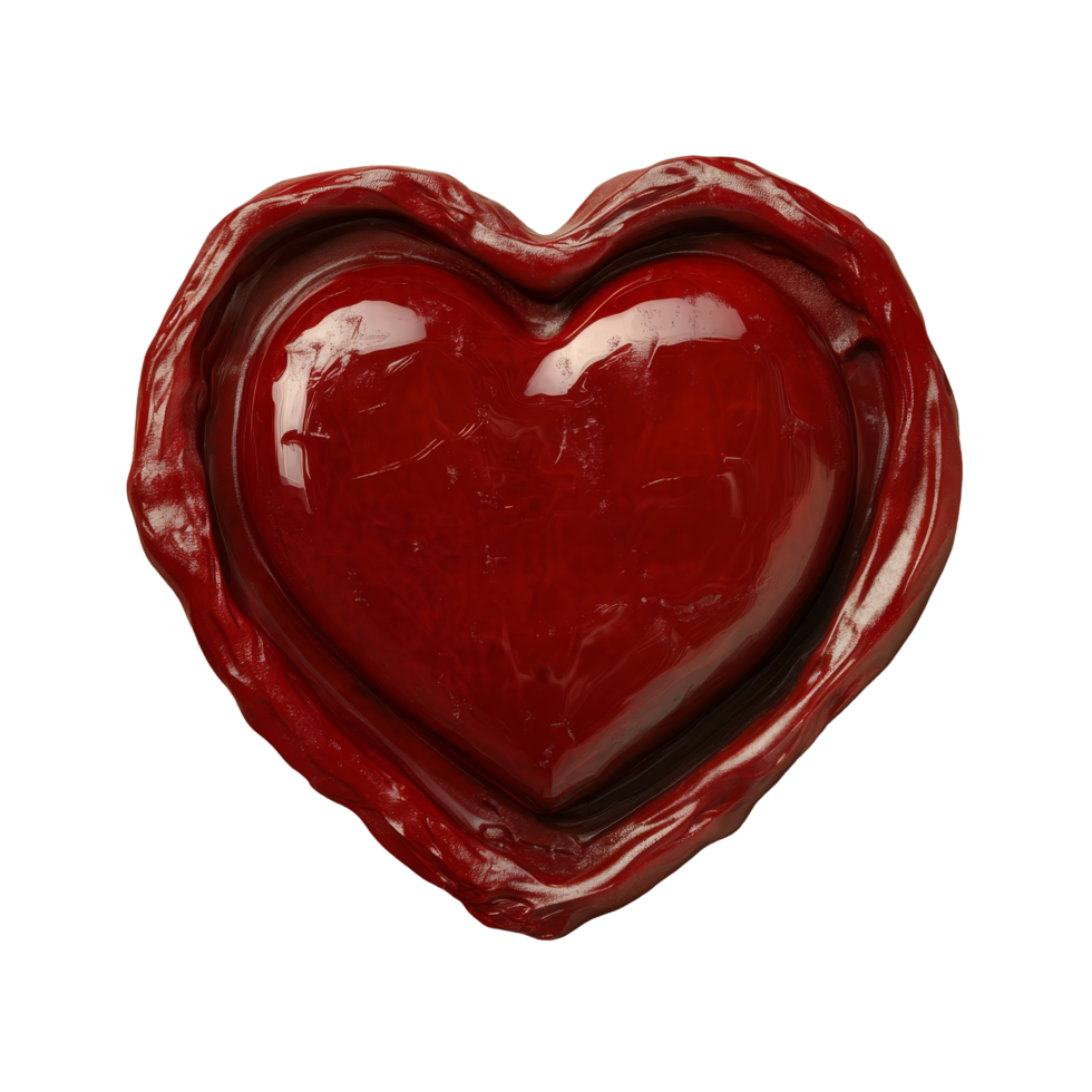 A red heartshaped wax seal on textured parchment creates a romantic and timeless impression for letters and invitations, Heart shape wax seal Stock Illustration png