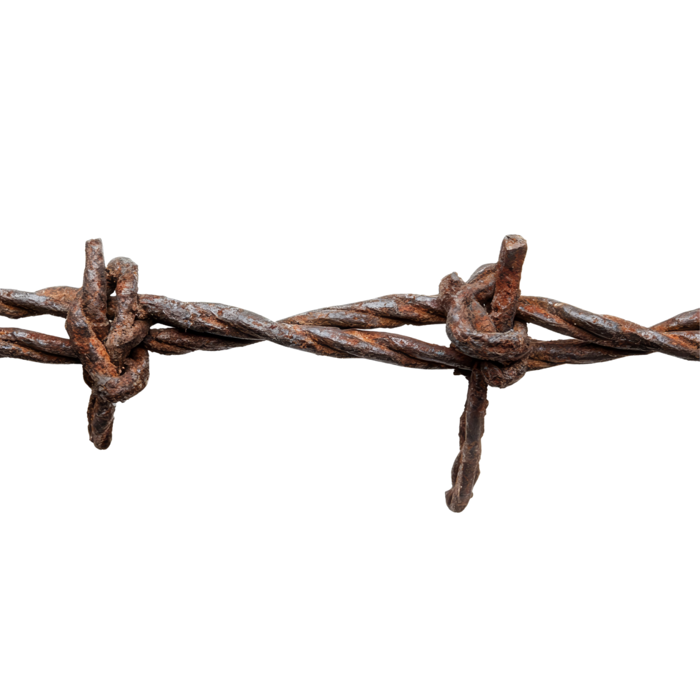 Rusty iron wire tangled with knots against a transparent background showcasing industrial and natural elements, iron wire on transparent backgroundfile png