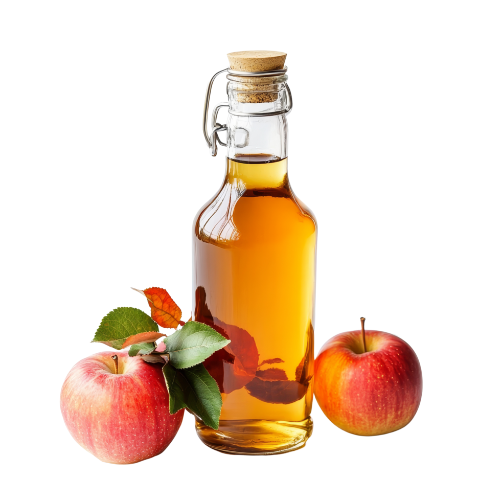 Fresh apples and bottle of apple cider vinegar on a light background, Bottle of apple cider vinegar with fresh red apples png