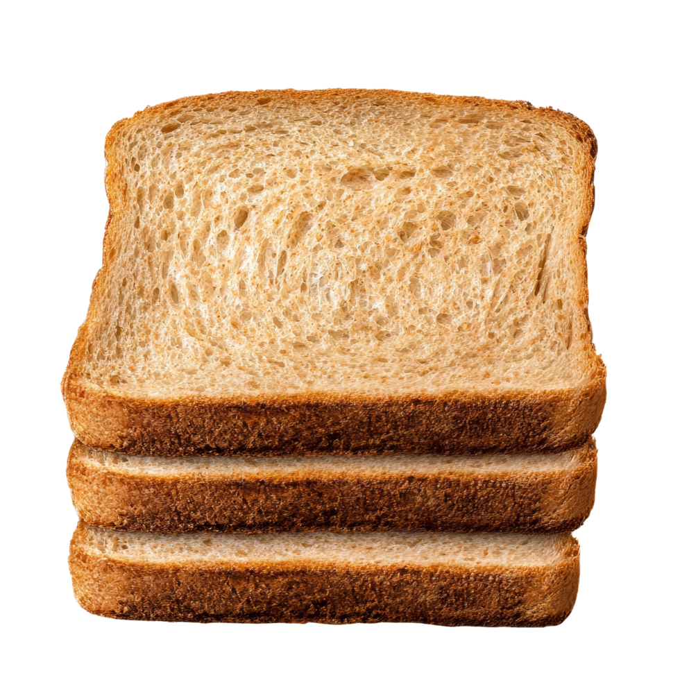 Fresh whole grain sliced bread stacked on a transparent background for culinary presentation and display purposes, whole grain sliced bread on transparent background png