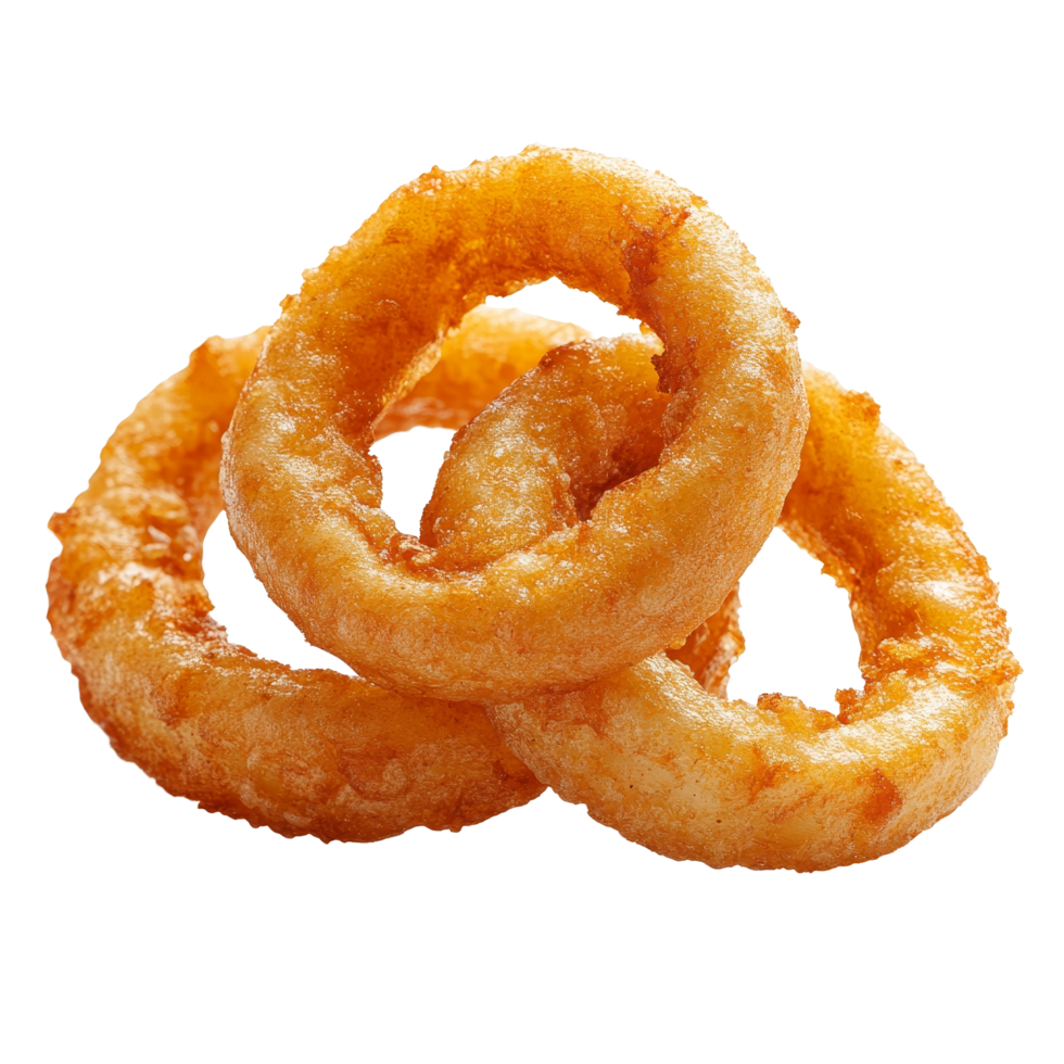 Deliciously crispy fried onion rings isolated on a clean transparent background, Fried Onion Rings isolated on transparent background png