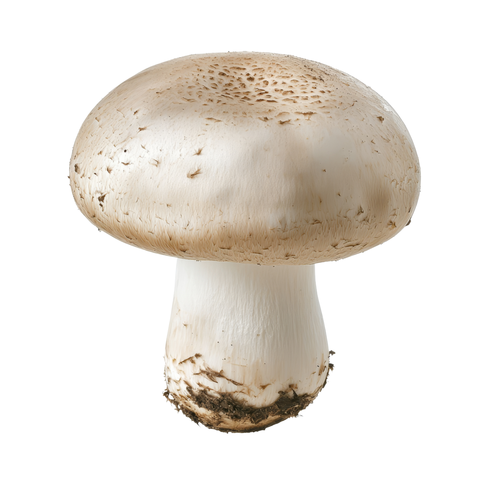 Champignon mushroom isolated on a transparent background showcasing its smooth cap and sturdy stem for culinary use or photography, Champignon Mushroom isolated on transparent background png