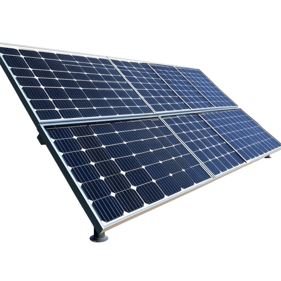 Solar panels arranged for optimal sunlight exposure on a clean transparent background ready for installation, Solar panel on a transparent background png