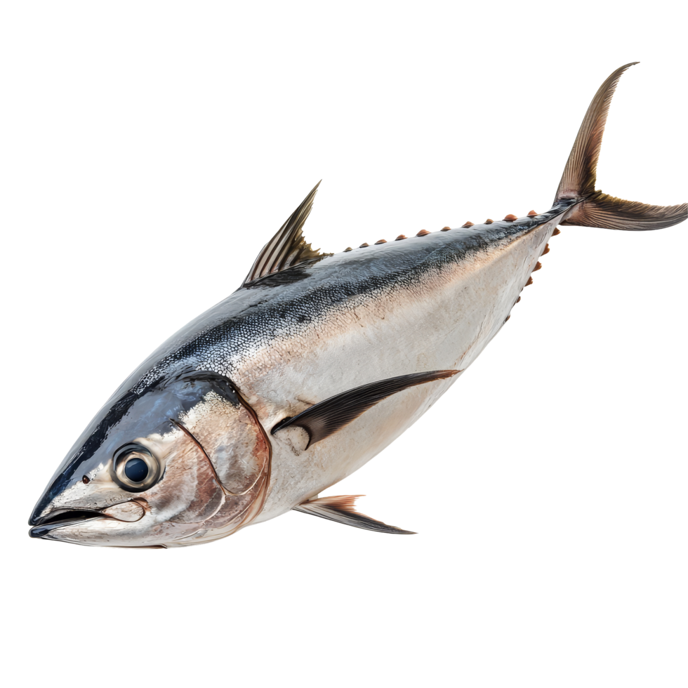 Fresh tuna fish isolated on a transparent background, showcasing its distinctive features and vibrant colors, Tuna fish isolated on transparent background png
