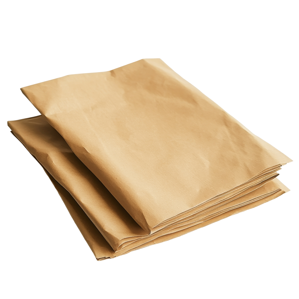 A stack of brown paper packets resting on a clean transparent background for various packaging needs, paper packet on a transparent background png