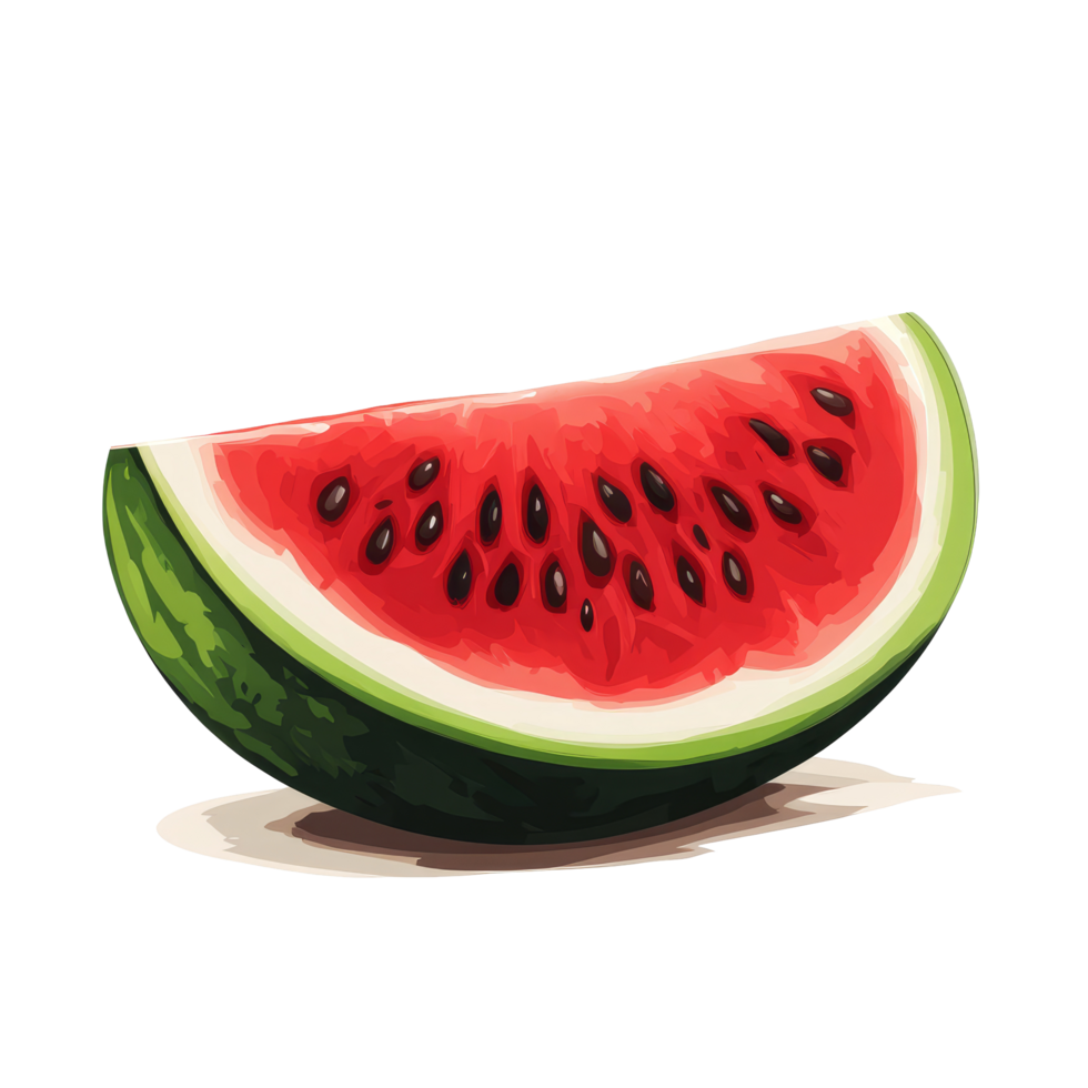 Fresh red watermelon slice isolated against a clean transparent background showcasing its vibrant color and juicy texture, red watermelon isolated on transparent background png