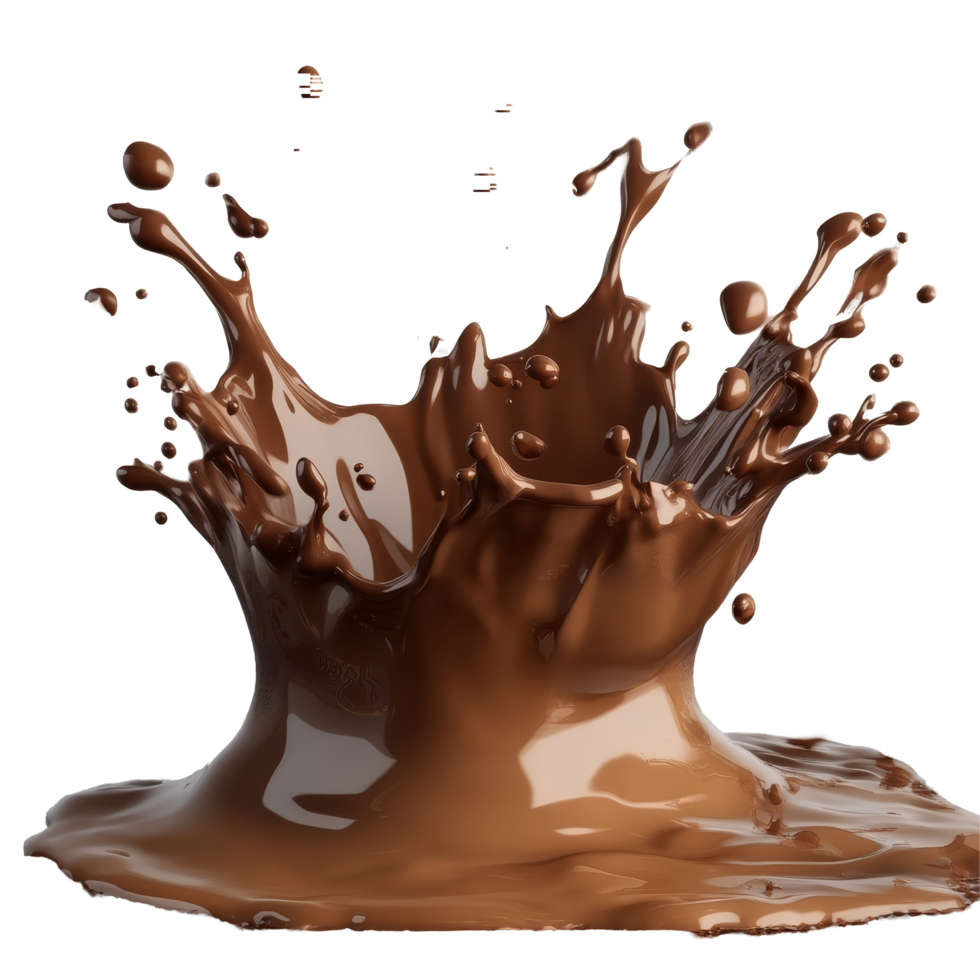 A vibrant splash of chocolate on a transparent surface resembling captured in exquisite detail, Isolated muffin with a cherry on top, transparent background png
