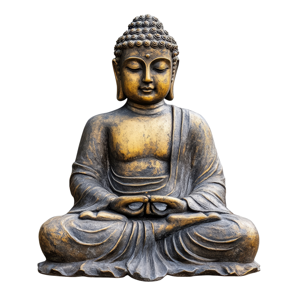 Buddha statue representing peace and wisdom, isolated against a transparent background for spiritual reflection, buddha statue sign for peace and wisdom isolated on transparent background png
