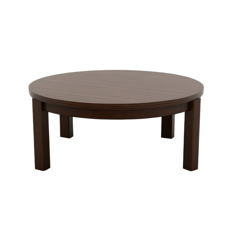 Simple round wooden table isolated on a transparent background, perfect for home decor or furniture display ideas, table isolated on transparent background png
