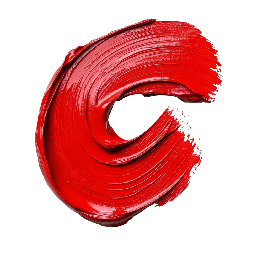 Twisted red paint brush stroke creating dynamic movement on a clean transparent background, twisted red paint brush stroke isolated on transparent background png