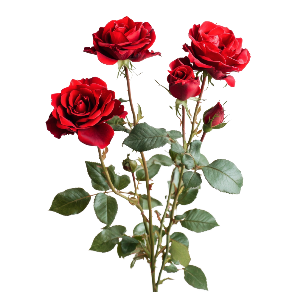 Elegant bouquet of vibrant red roses against a clean transparent background showcasing natural beauty and grace, Multiple red roses transparent background png