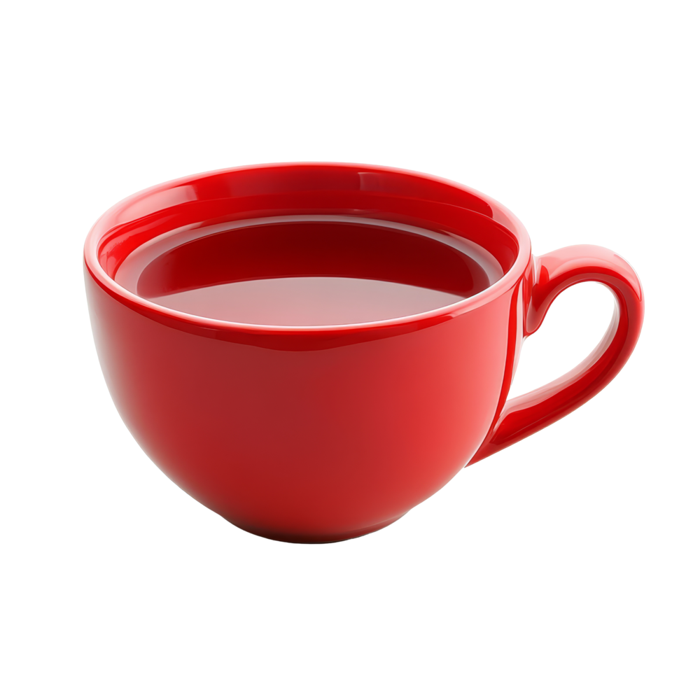 Red tea cup filled with warm beverage on a clean transparent background, perfect for cozy moments and relaxation, red tea cup isolated on transparent background png