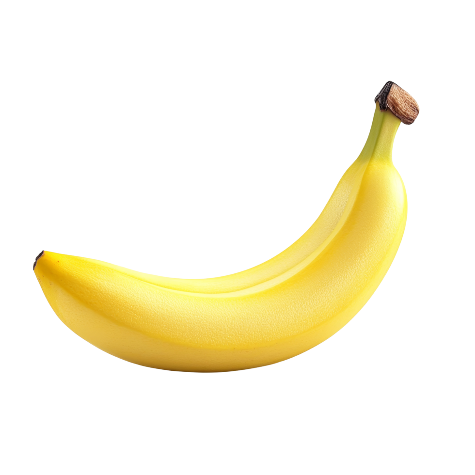 Bright yellow banana isolated on a clean transparent background for fresh fruit enjoyment, banana isolated on a transparent background png