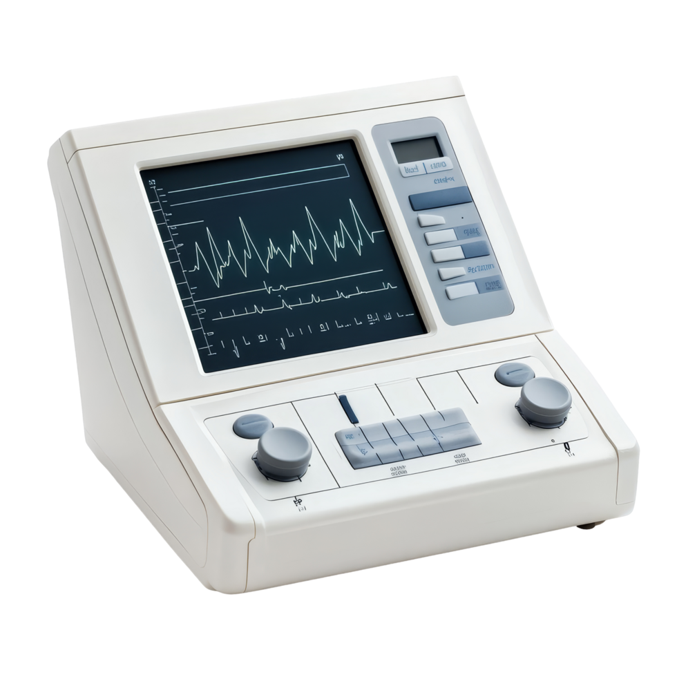 Cardiograph device for monitoring heart activity displayed on a clean transparent background for medical use, Cardiograph device isolated on transparent background png