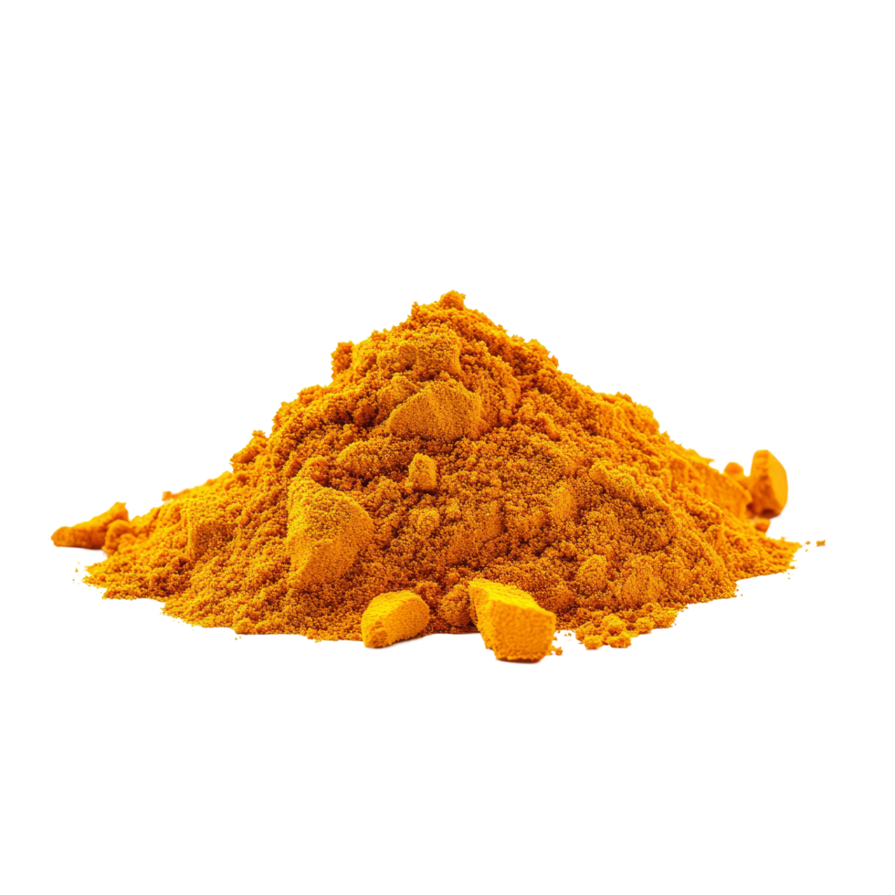 Natural dry turmeric powder from curcuma longa on a transparent background, highlighting its vibrant yellow color, Dry turmeric powdercurcuma longa linn isolated on transparent background png