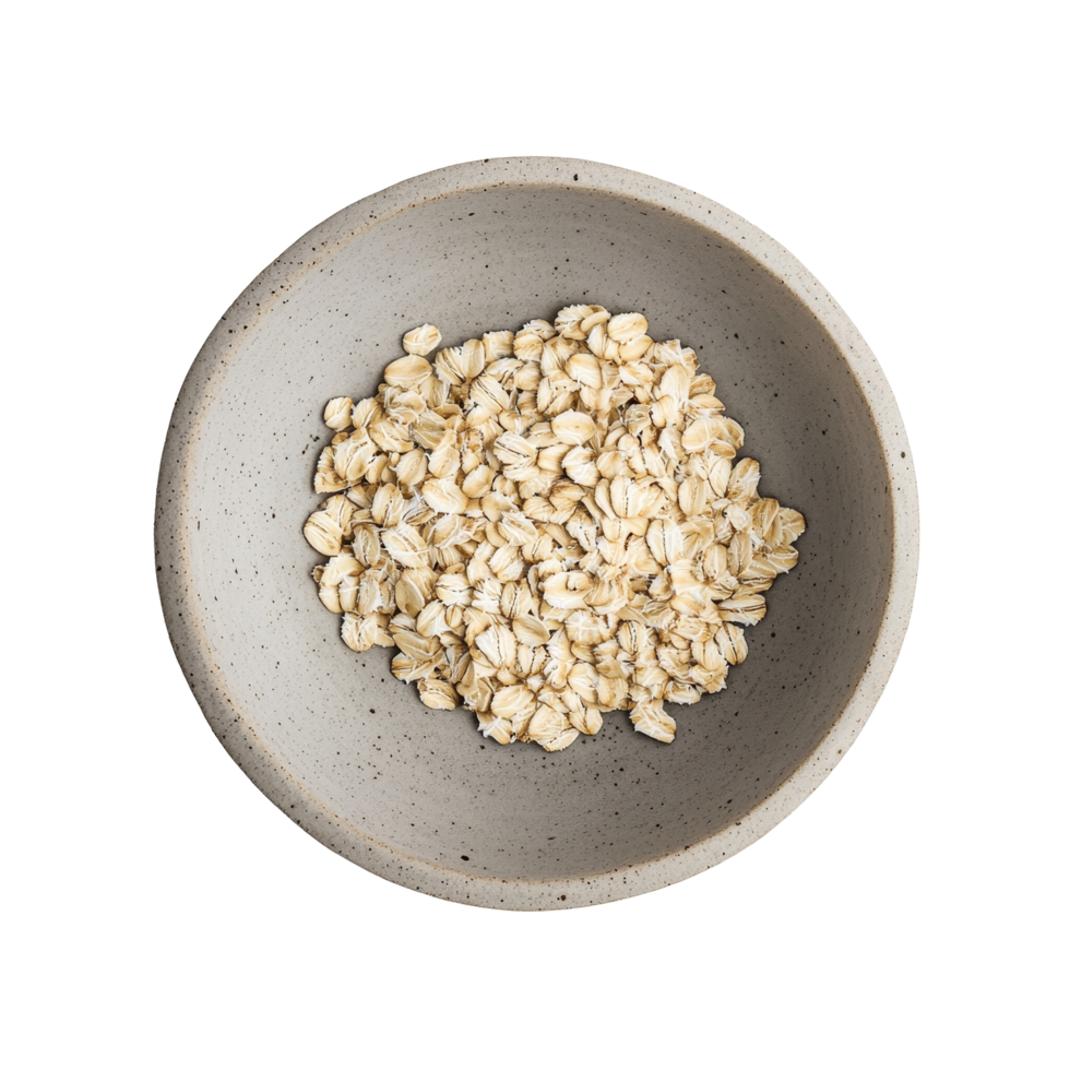 Freshly harvested oats in a ceramic plate on a clean transparent background ready for a nutritious meal or recipe, oats in a plate on transparent background png