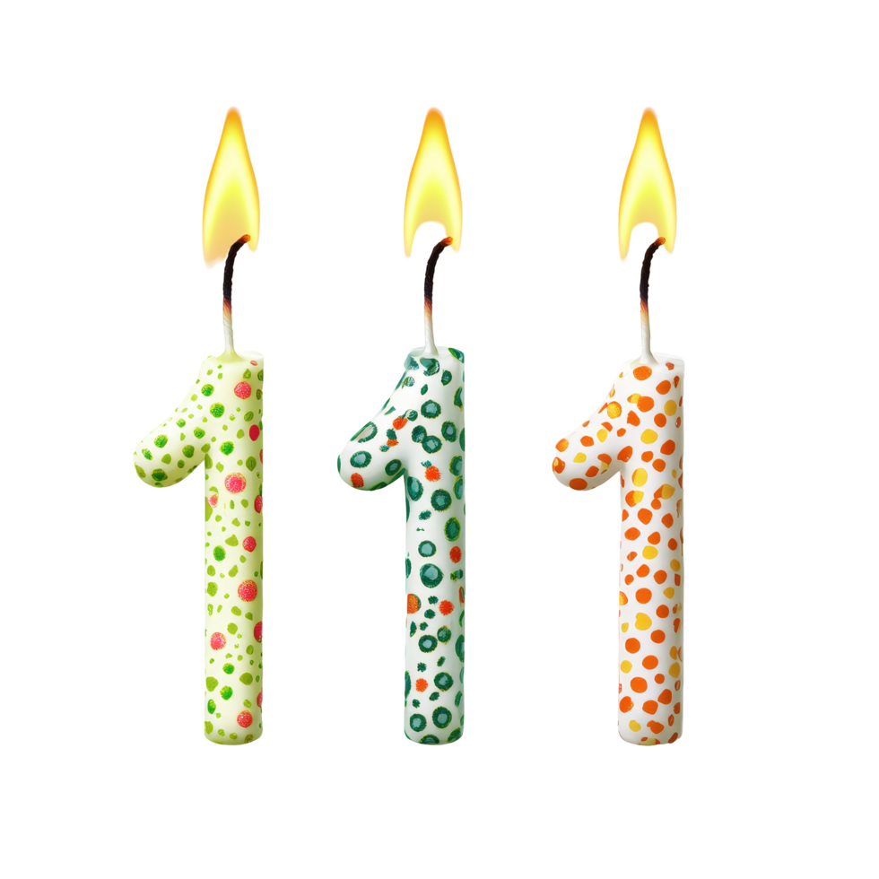 Colorful birthday number candles with flames isolated on a transparent background for festive celebrations, 5 birthday, number candles with light, isolated on transparent background, transparent png