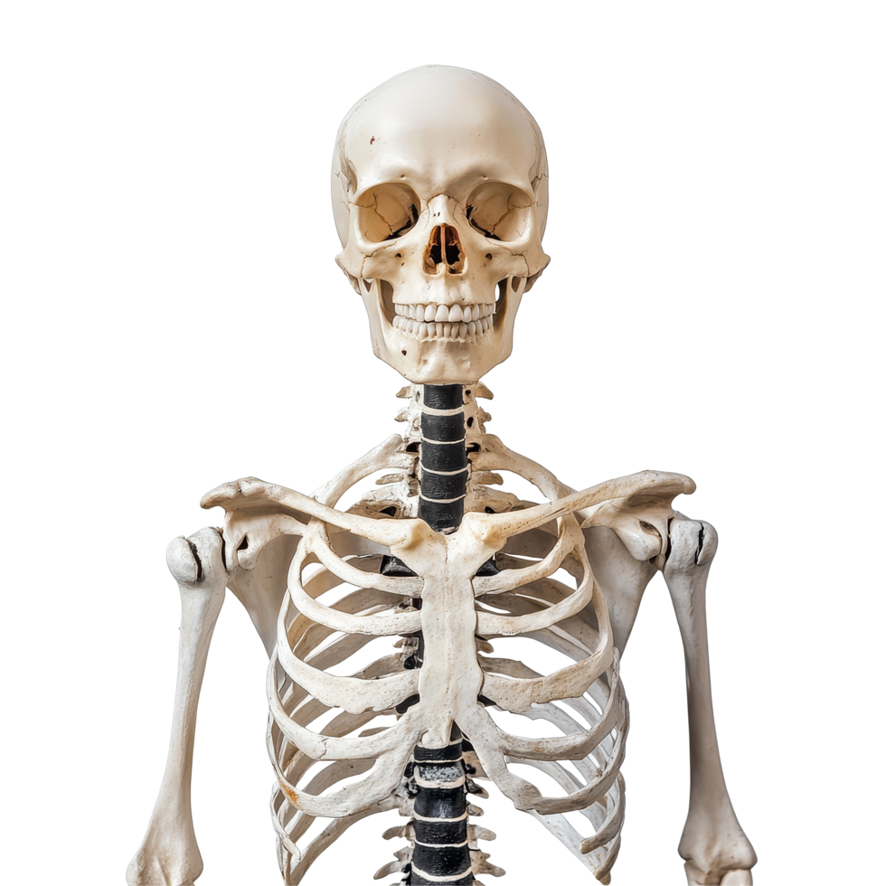 Anatomical human skeleton isolated on a transparent background for educational purposes and anatomical studies, Skeleton Isolated on transparent background png