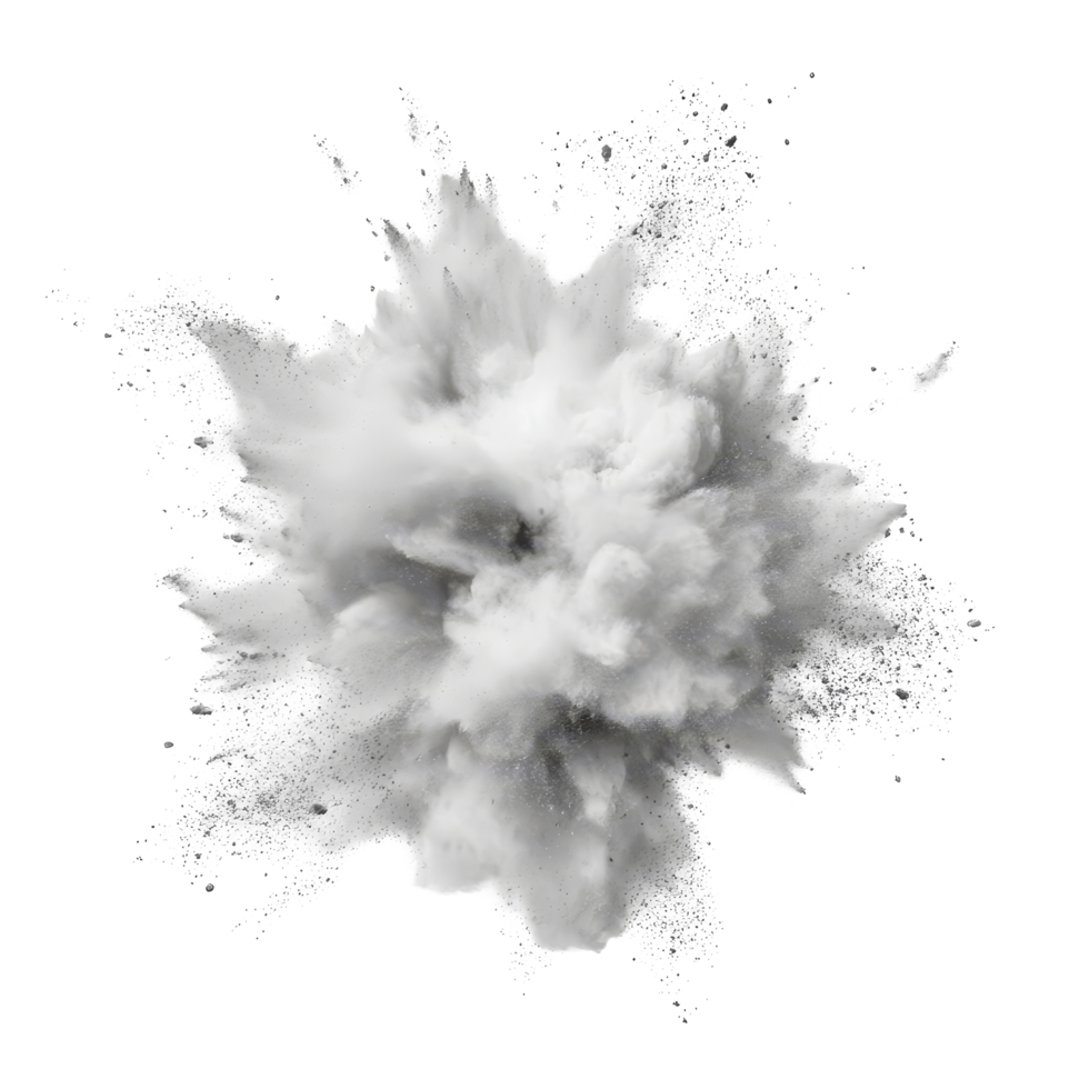 Isolated transparent powder explosion creating a visual effect on a plain transparent background, transparent powder pulver explosion isolated on transparent background png