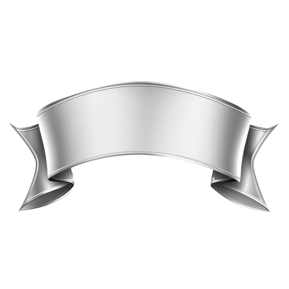 Elegant silver banner ribbon isolated on a transparent background perfect for design purposes or text display, silver banner ribbon isolated on transparent background png