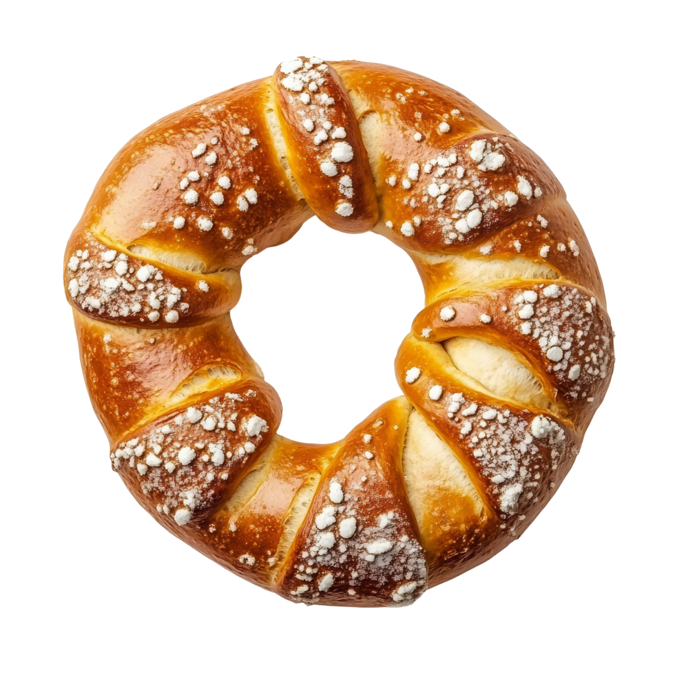 Traditional German pretzel on a transparent background showcasing its unique shape and texture for culinary enthusiasts, typical german pretzel isolated on transparent background png