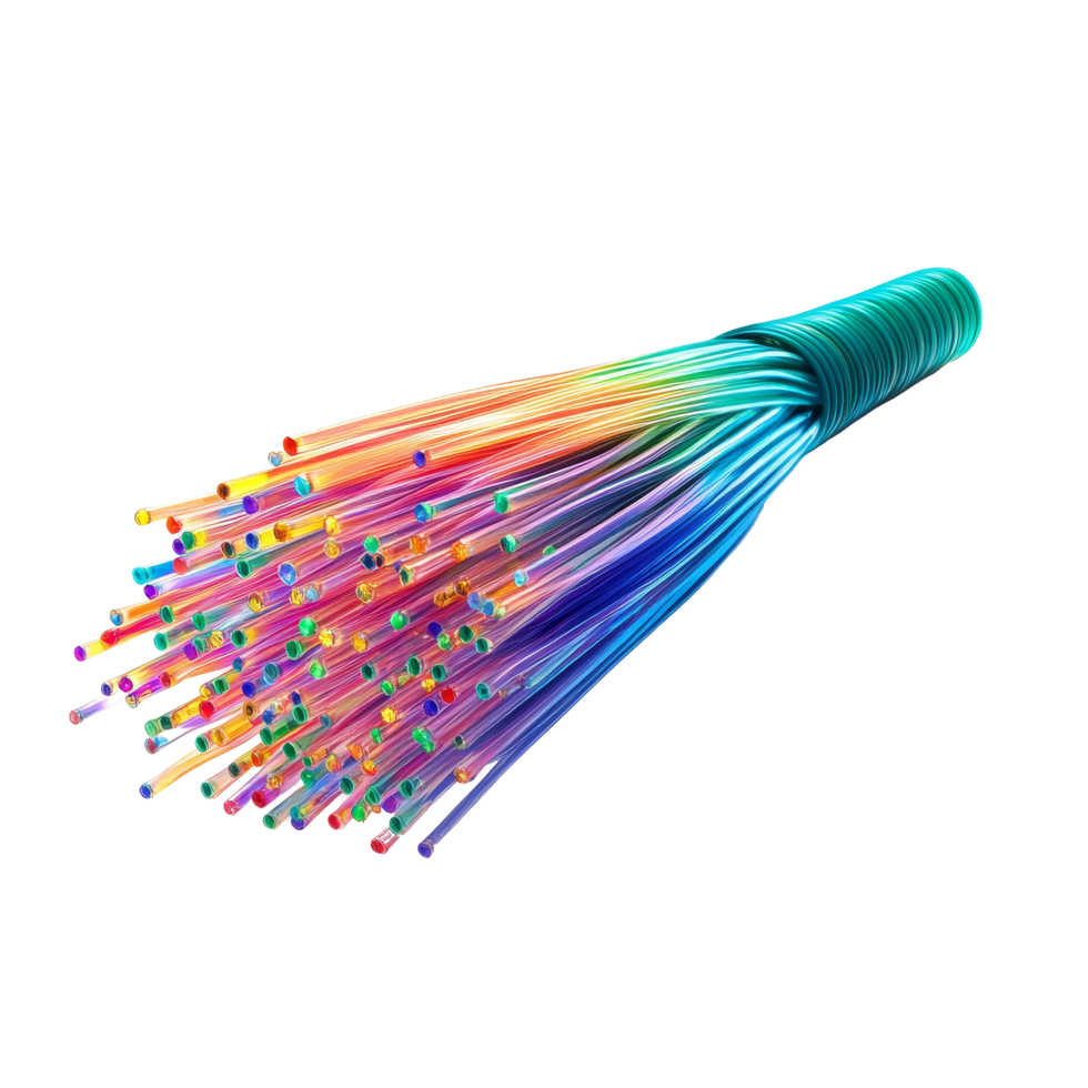 Colorful fiber bundle on transparent background highlights light transmission properties, attenuator fiber on transparent background png