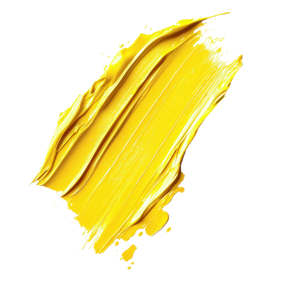 Yellow paint smear brush stroke on a clean transparent background highlighting texture and color vibrancy for artistic use, yellow paint smeart brush strokeisolated on transparent background png