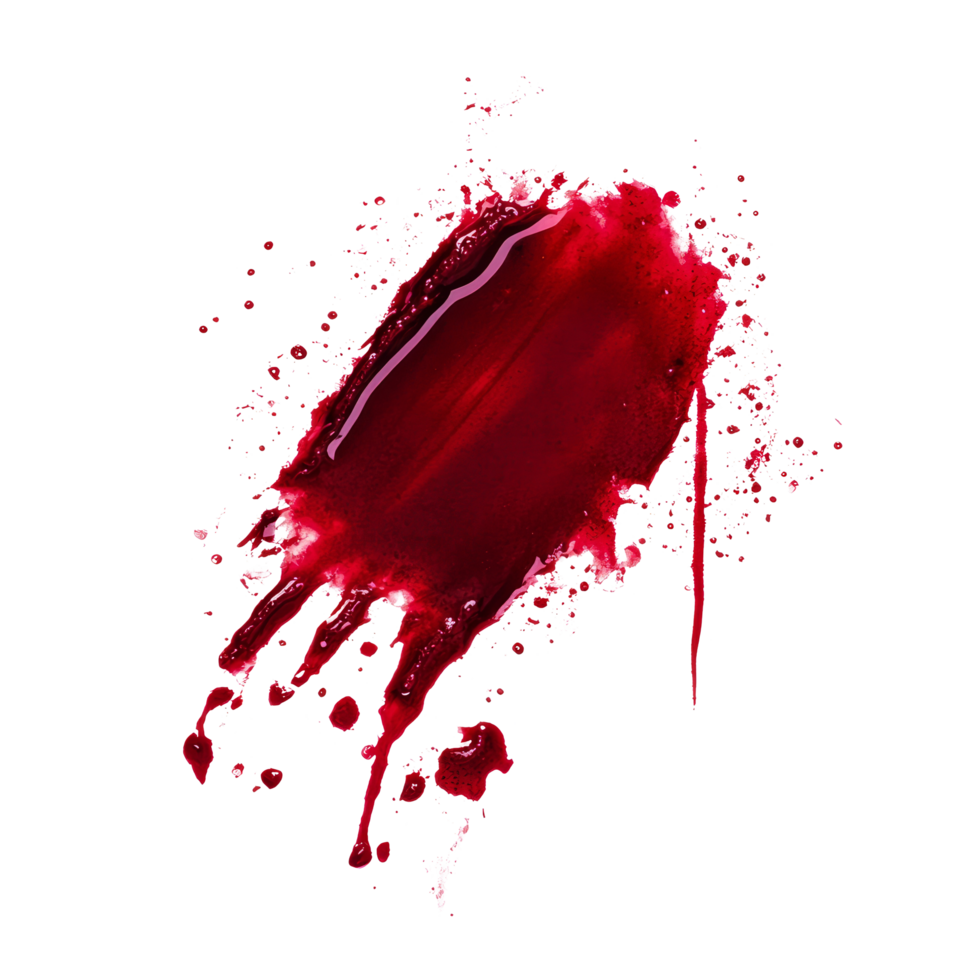Real blood stain on a clean transparent background, depicting a vivid contrast between crimson and purity, Real Blood Stain On transparent background png