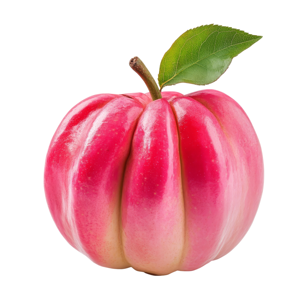 Fresh rose apple isolated on a clean transparent background showcasing its vibrant color and unique shape, fresh rose apple isolated on transparent background png
